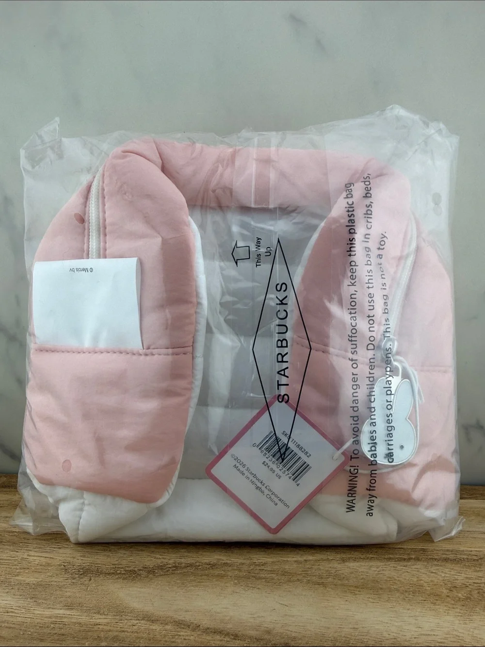 Miffy X Starbucks Collab 2026 Quilted White Pouch with Pink Trim Limited Edition